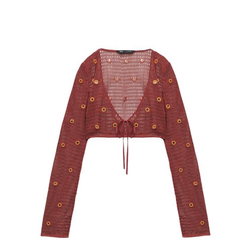 Mesh cardigan with mirrors